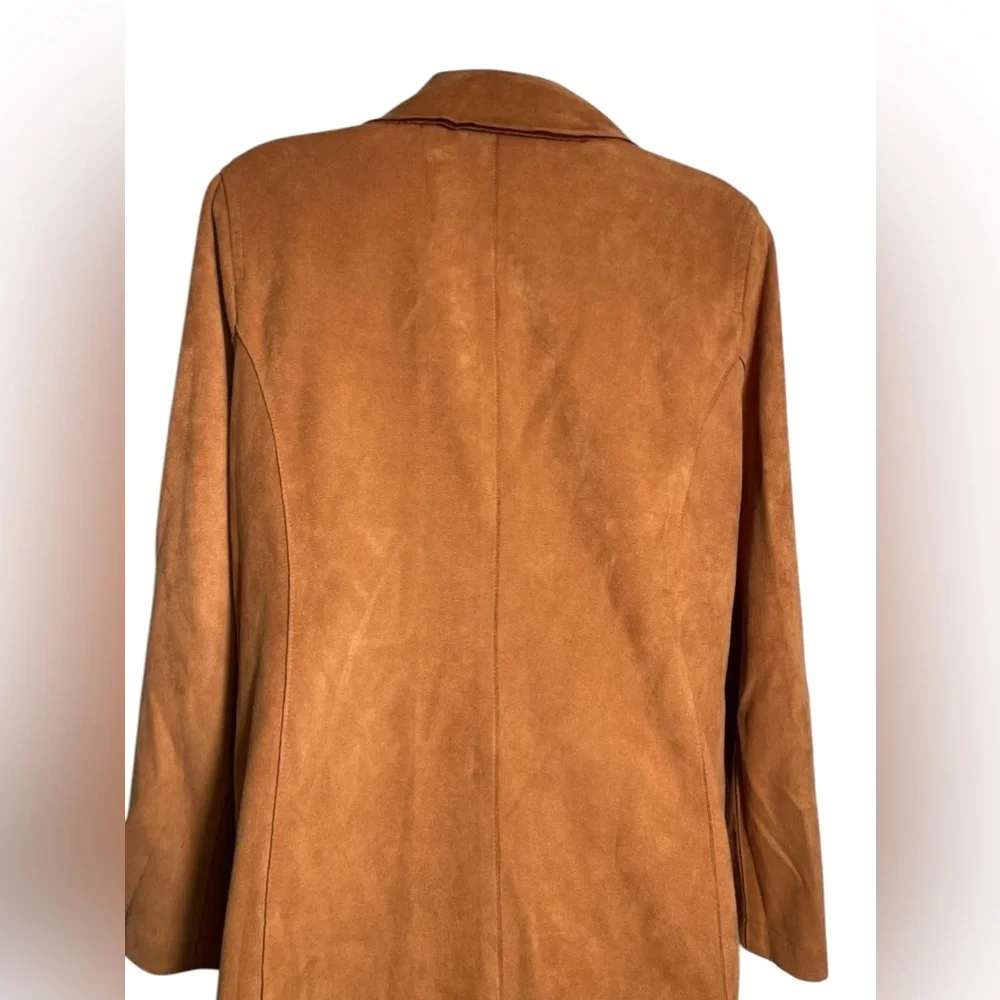Ookie & LaLa coat size medium burnt orange faux suede trench coat jacket‎ 🧡